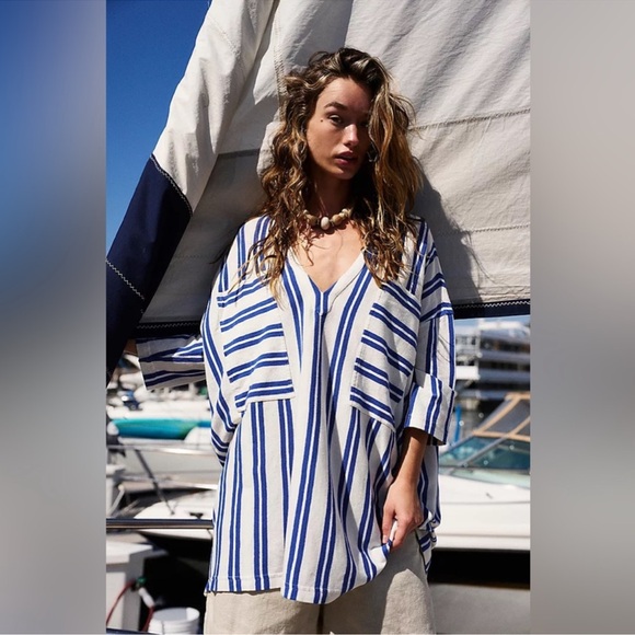 NWT Free People Daya Tunic in Nautical Combo - Picture 3 of 5